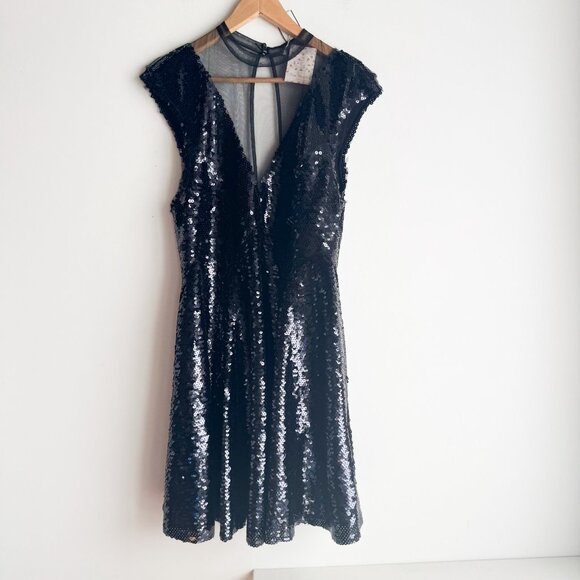 NWT Free People Dance Till Dawn Black Sequin Large Dress - Picture 3 of 5